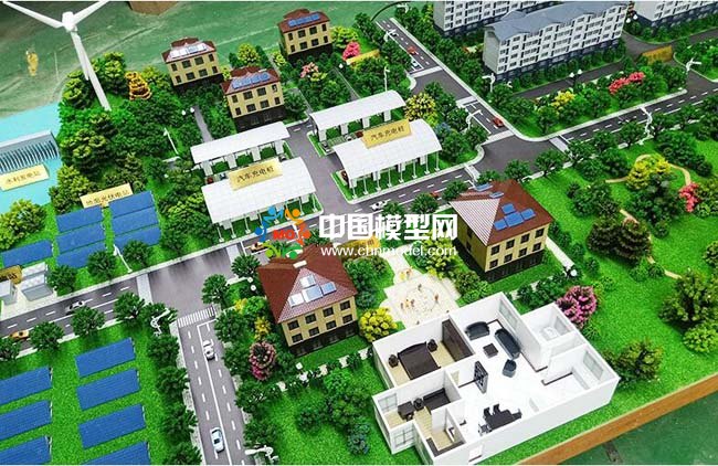 光伏電站應(yīng)用場景沙盤模型，太陽能光伏屋頂發(fā)電沙盤模型